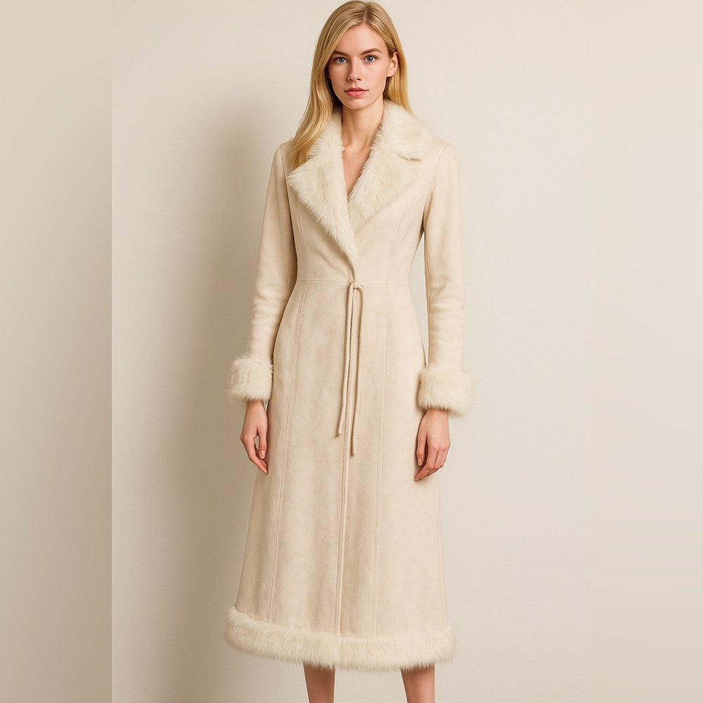 Jones New York full length faux fur coat